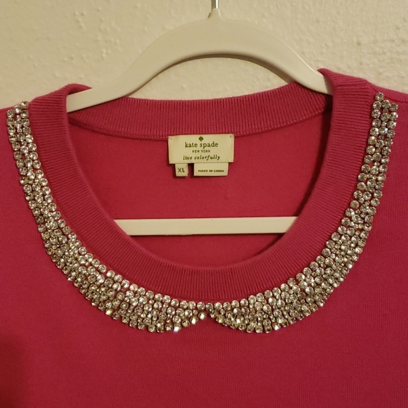 Kate Spade Pink Embellished Top Size XL - Picture 3 of 6